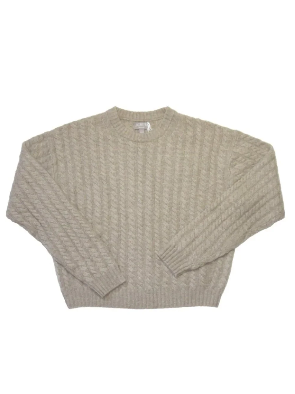 NWT J.Crew Perfect Cashmere Cable-knit Crewneck Sweater in Heather Stone S